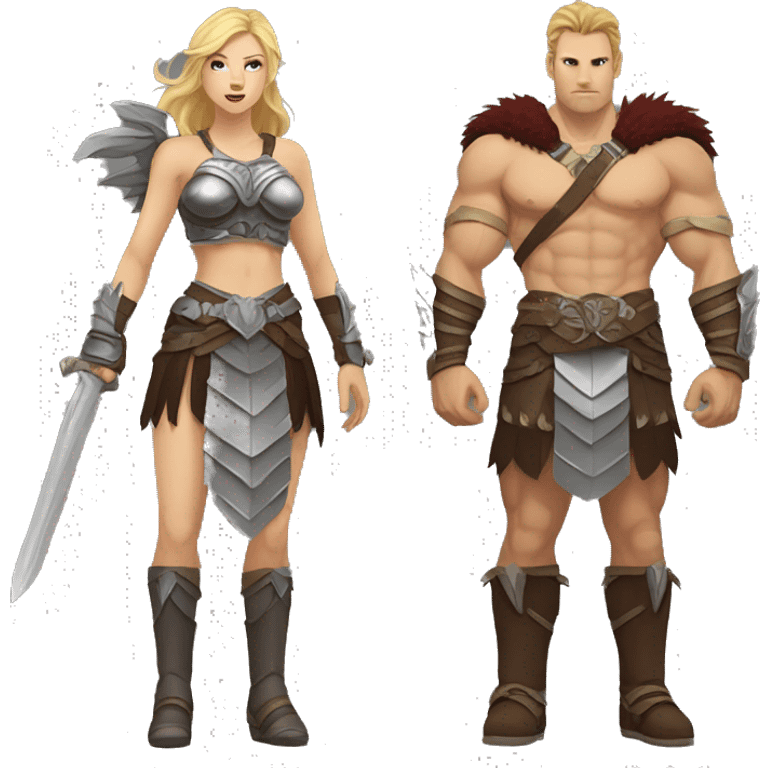 Sfw Caucasian Valkyrie berserker couple full body  emoji