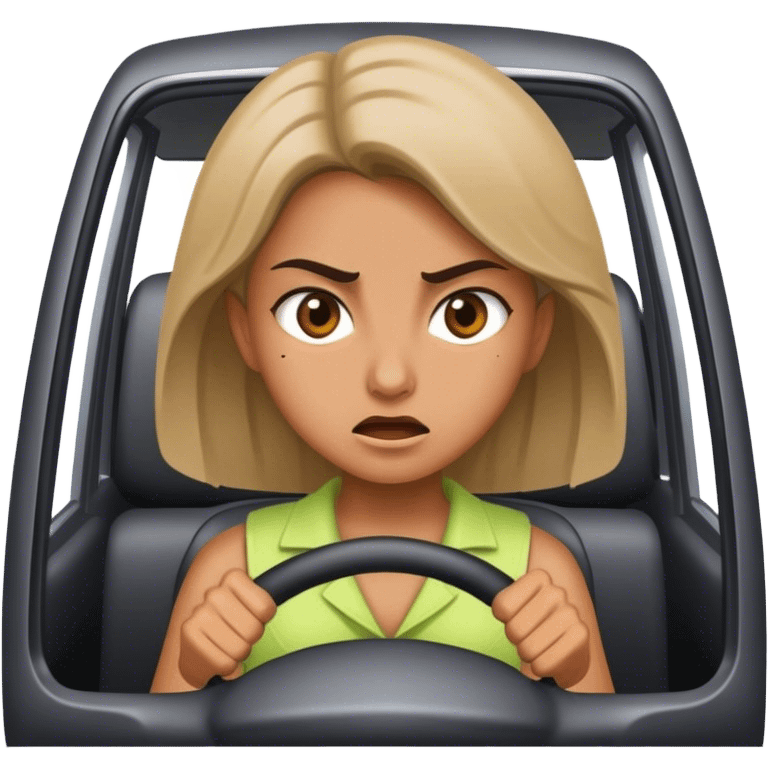 Girl with road rage emoji