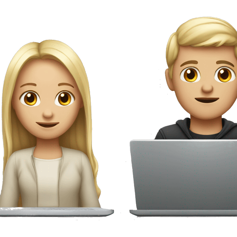 white boy and girl behind laptop emoji