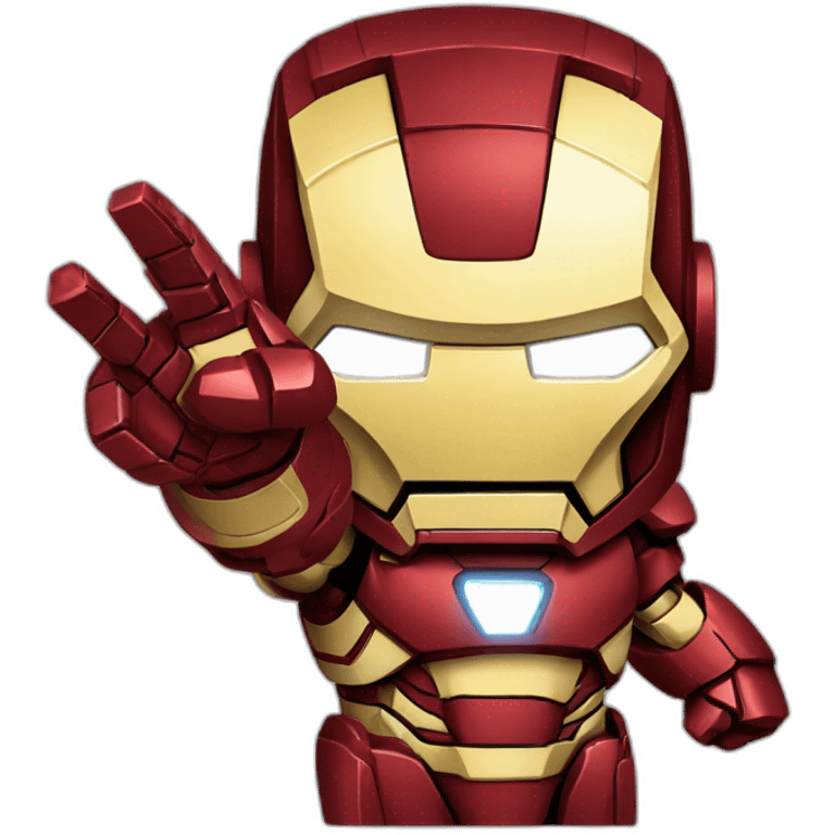 iron man in pixel art showing the finger emoji