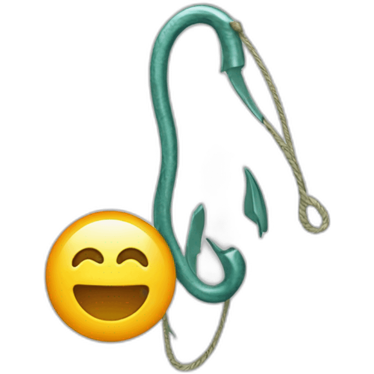 Fishing hook with thread and dollar emoji