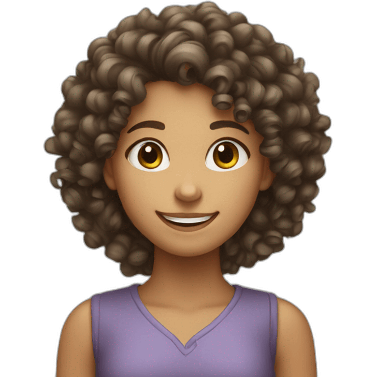 curly-haired girl smiles confidently emoji