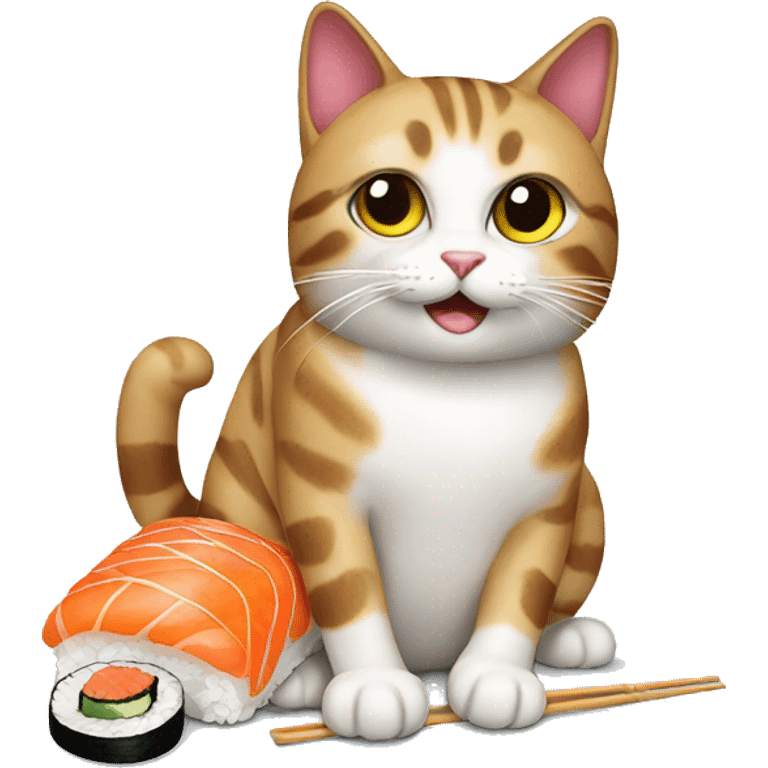 Cat with sushi emoji