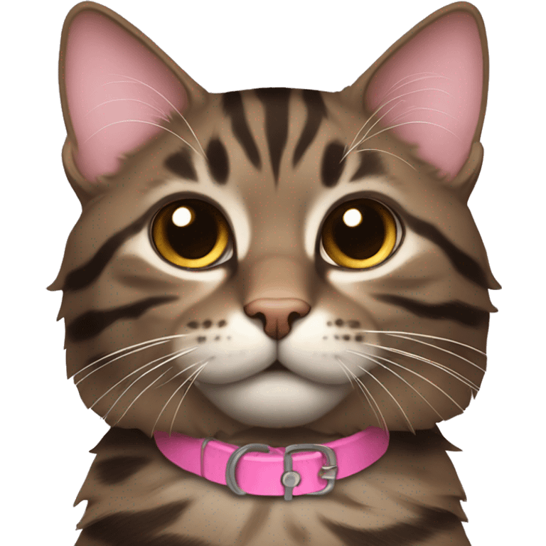  dark brown tabby pink collar emoji