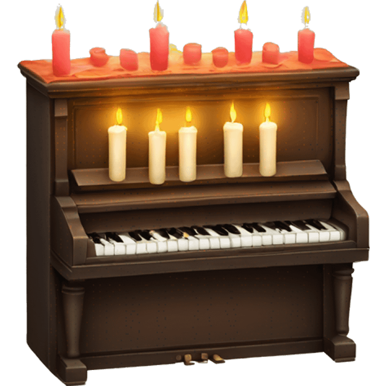 vintage piano with melted candles on top emoji