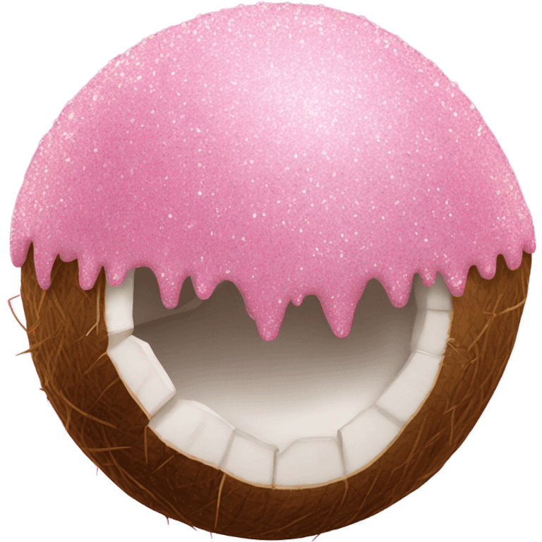 Full Pink coconut with glitter realistic  emoji