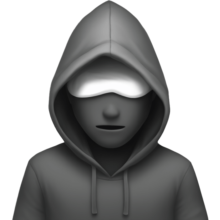 grayscale mysterious hooded boy in gloves emoji