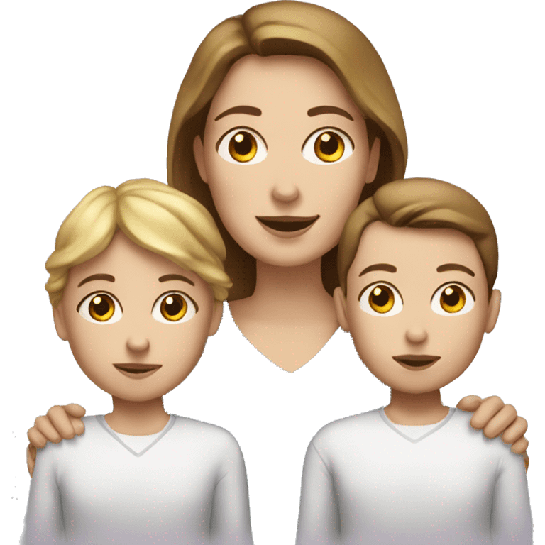 white woman with white
2 kids emoji