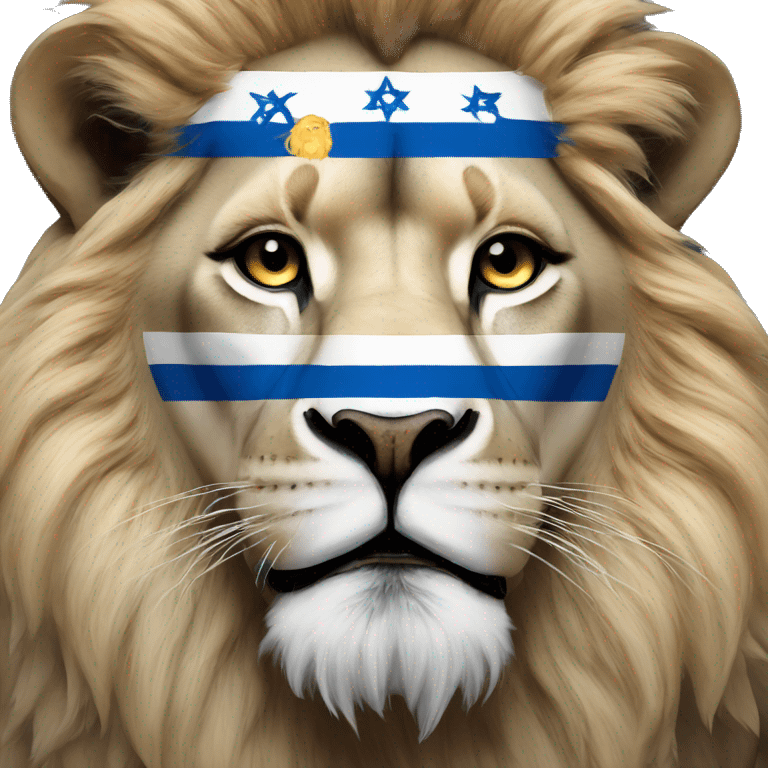 A lion face in the color of the Israeli flag emoji