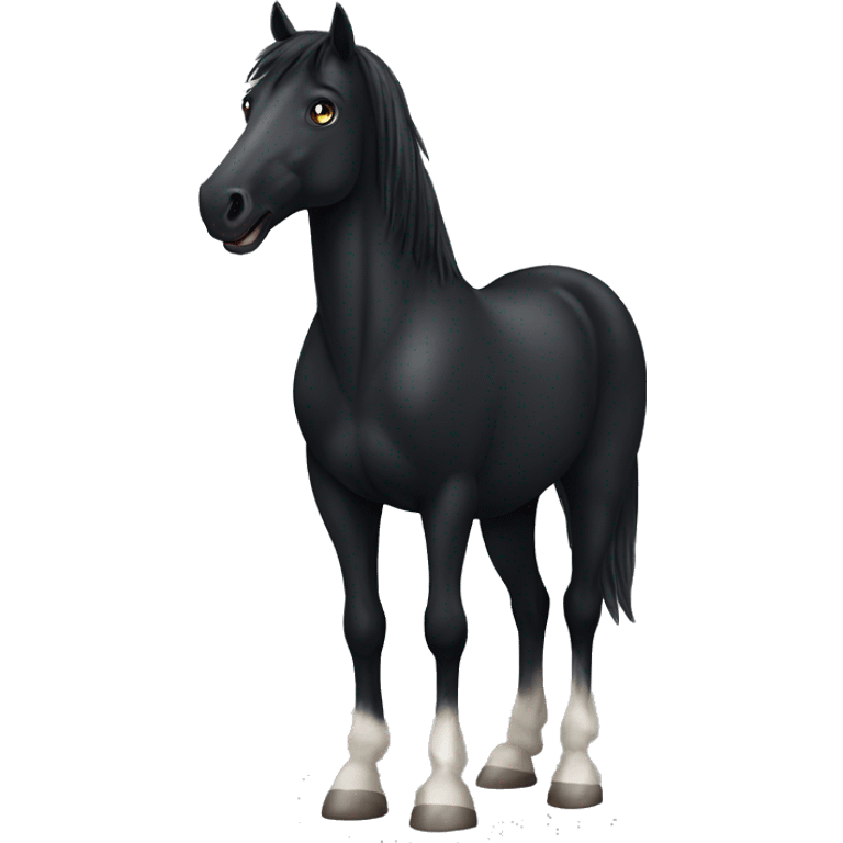 Black horse with with a white spot on the belly and leg emoji