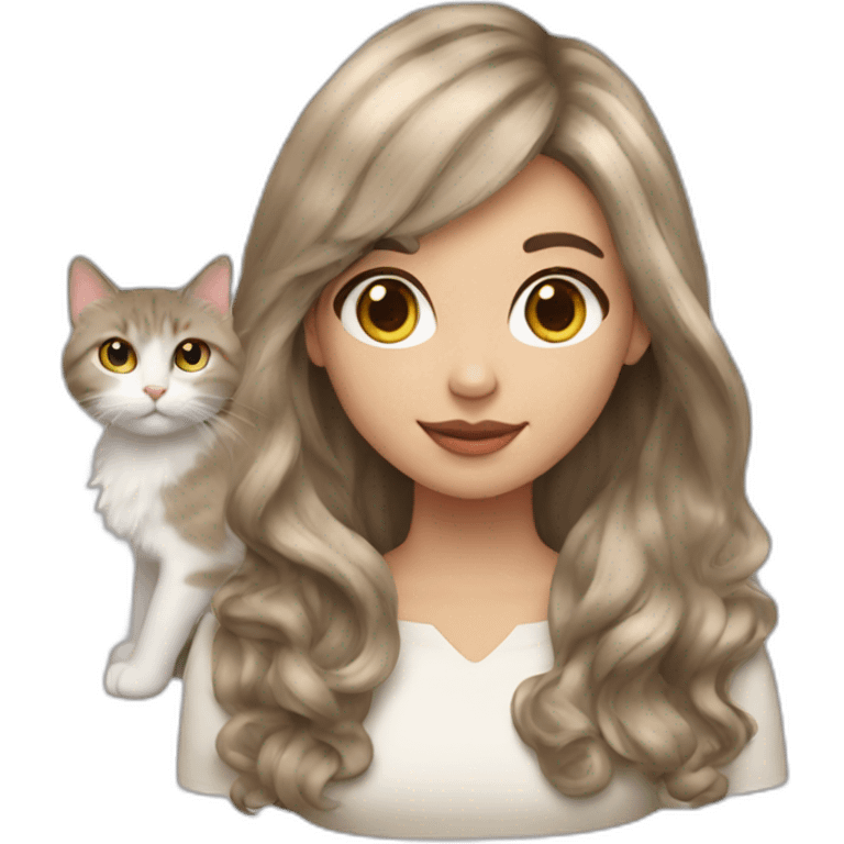 Girl-with-brunette-hair-and-cat-angora-beige-hair emoji