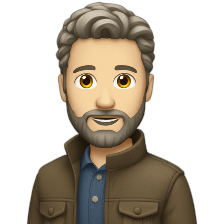 white male with beard in jacket emoji