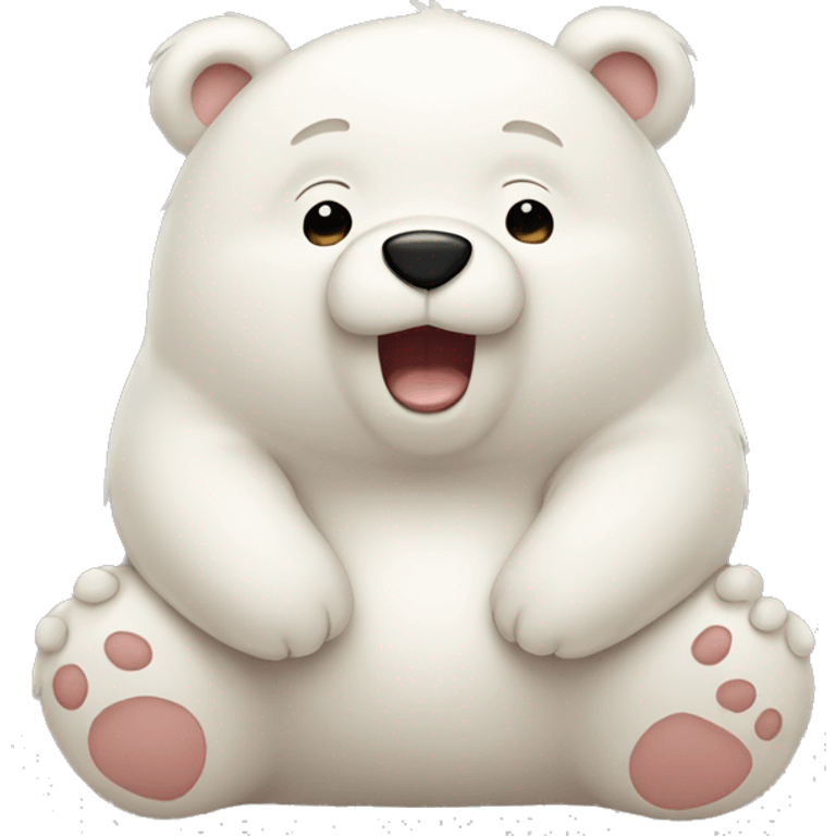 chubby white bear blushing with love  emoji