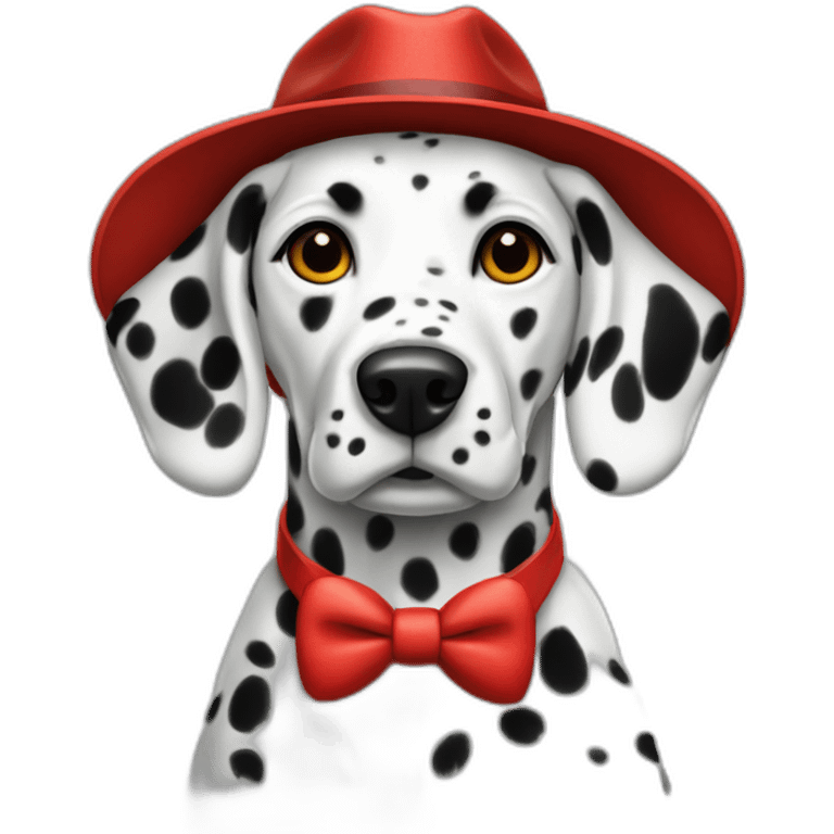 Dalmatian wearing a red fedora sitting athletic emoji