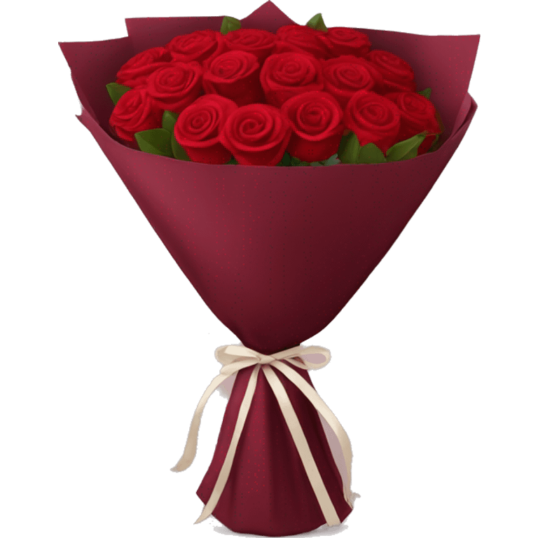 Bouquet of red roses in a burgundy package emoji