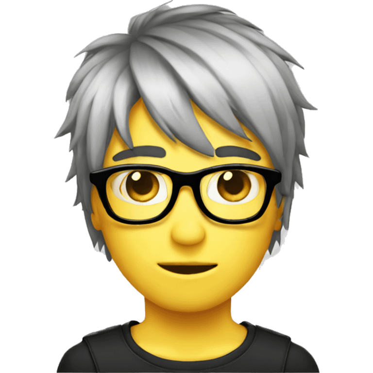 Nerd emoji with emo hair emoji