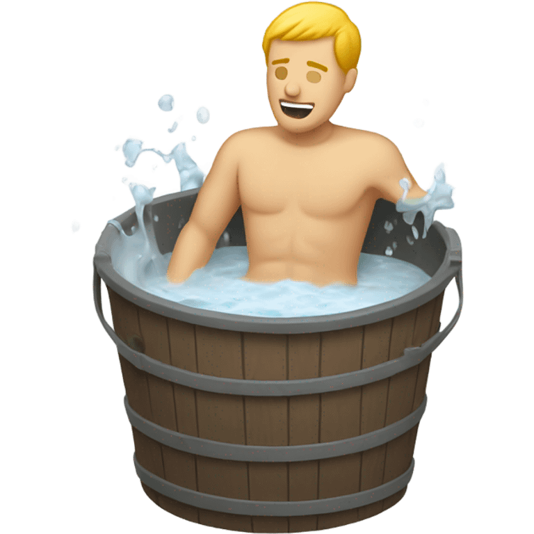 Denton style bathing with a bucket white male emoji