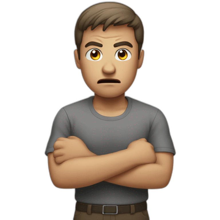 Angry person doing stop by his hands emoji