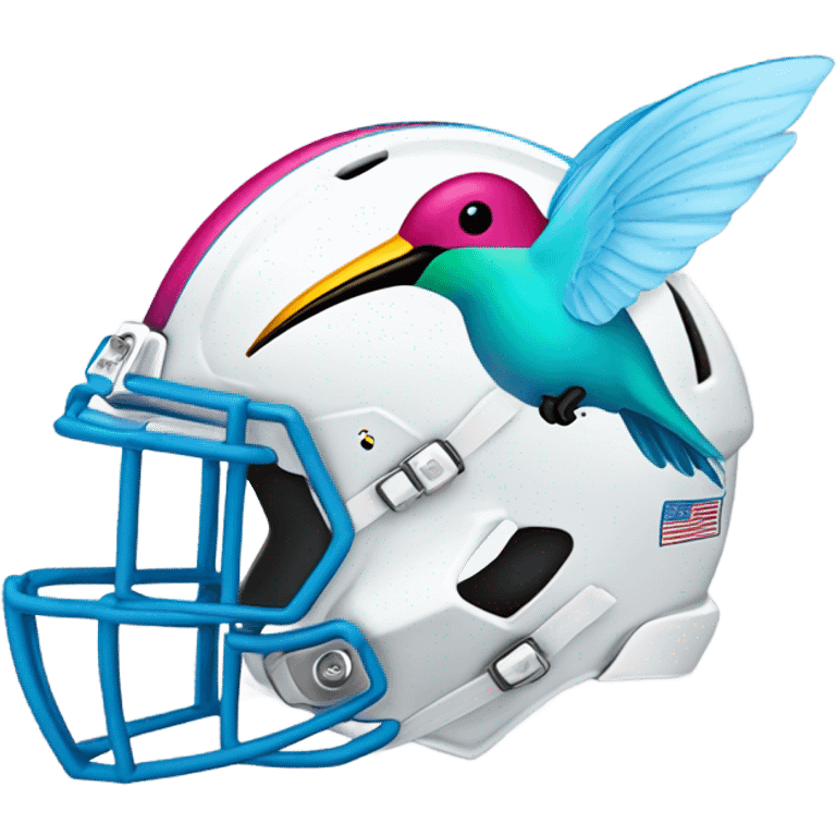 sky blue football helmet with hummingbird logo emoji