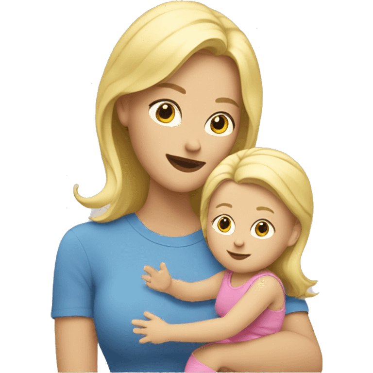 Blond mom with girl baby  emoji