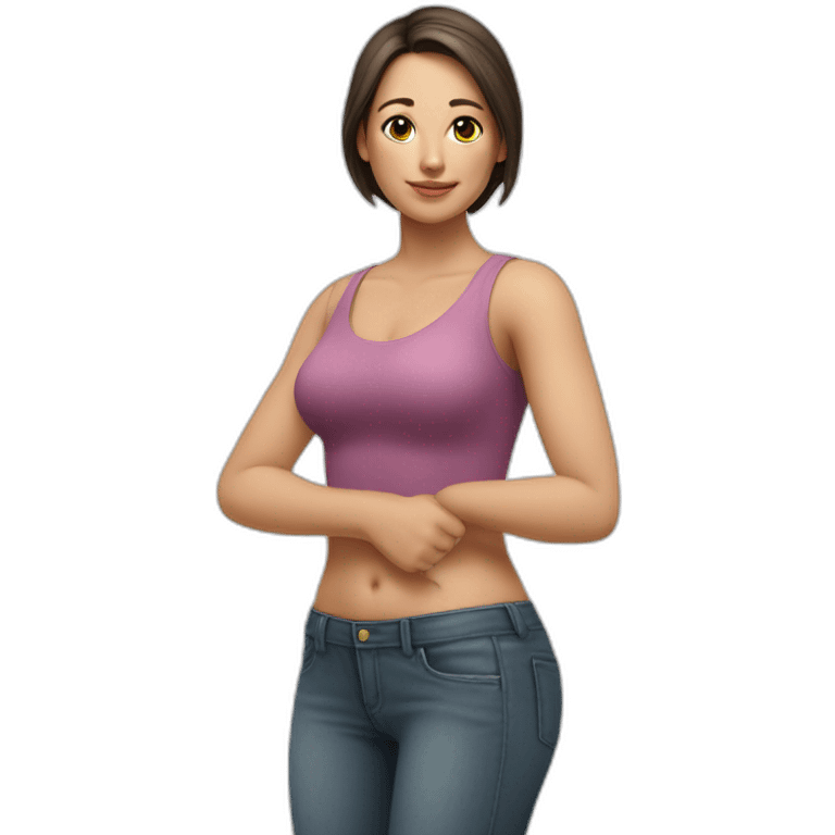 mujer cuerpo entero con brazo levantado fotorealista emoji