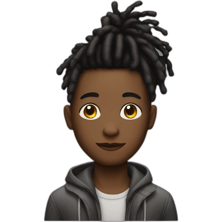 A black boy with his hair up in dreads emoji