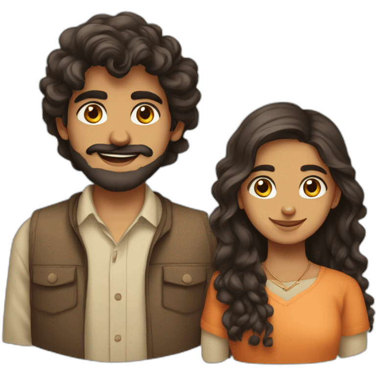 indian gujarati 21 year old brother with a beard and teenager sister with wavy hair emoji