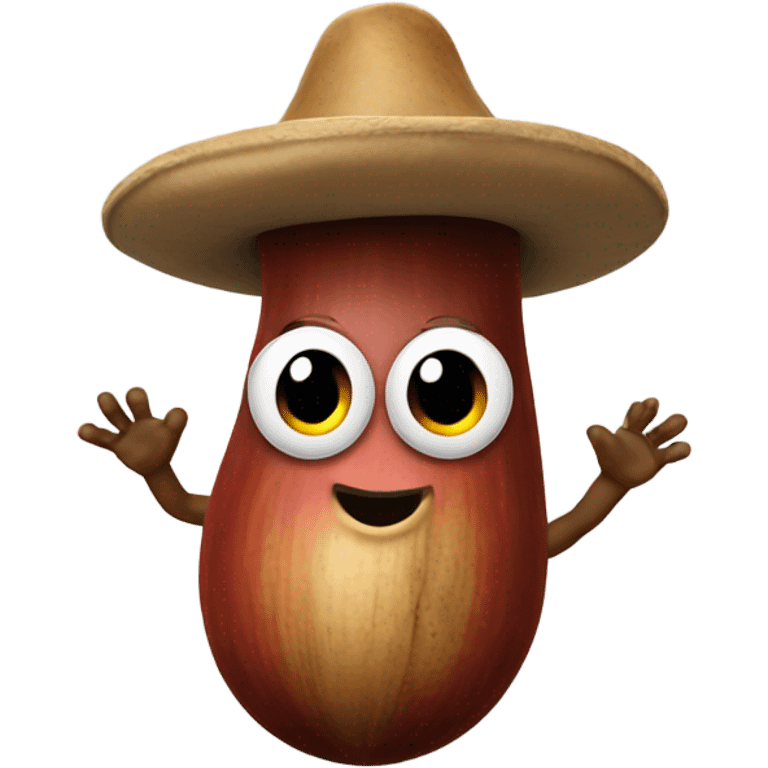 Dancing buckeye nut in scarlet hat emoji