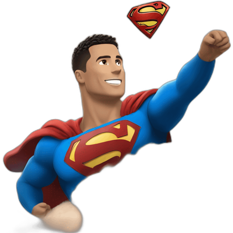 Ronaldo in the sky with super man emoji