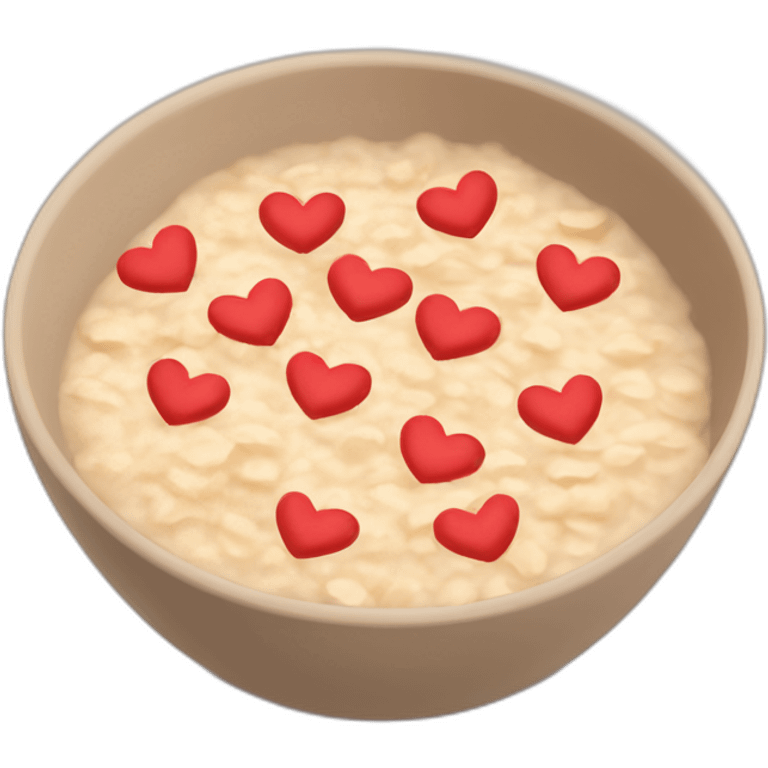 A bowl of oatmeal but with hearts in it emoji