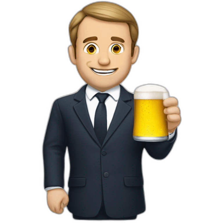 macron qui boie une bière emoji