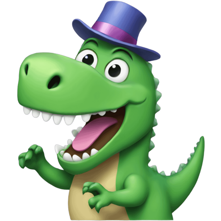 Happy green Dino partying  emoji