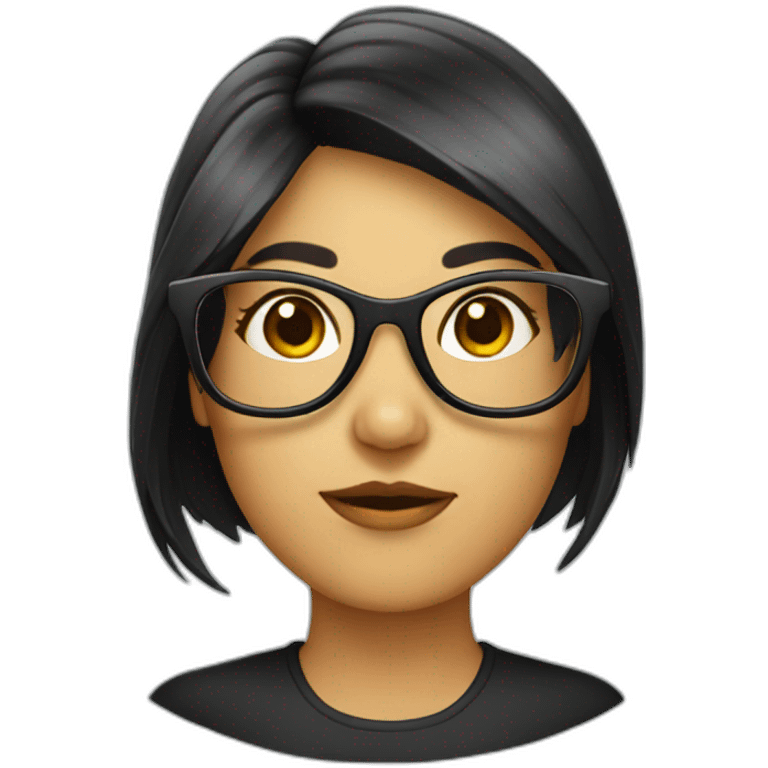 female duck wearing glasses with dark hair emoji