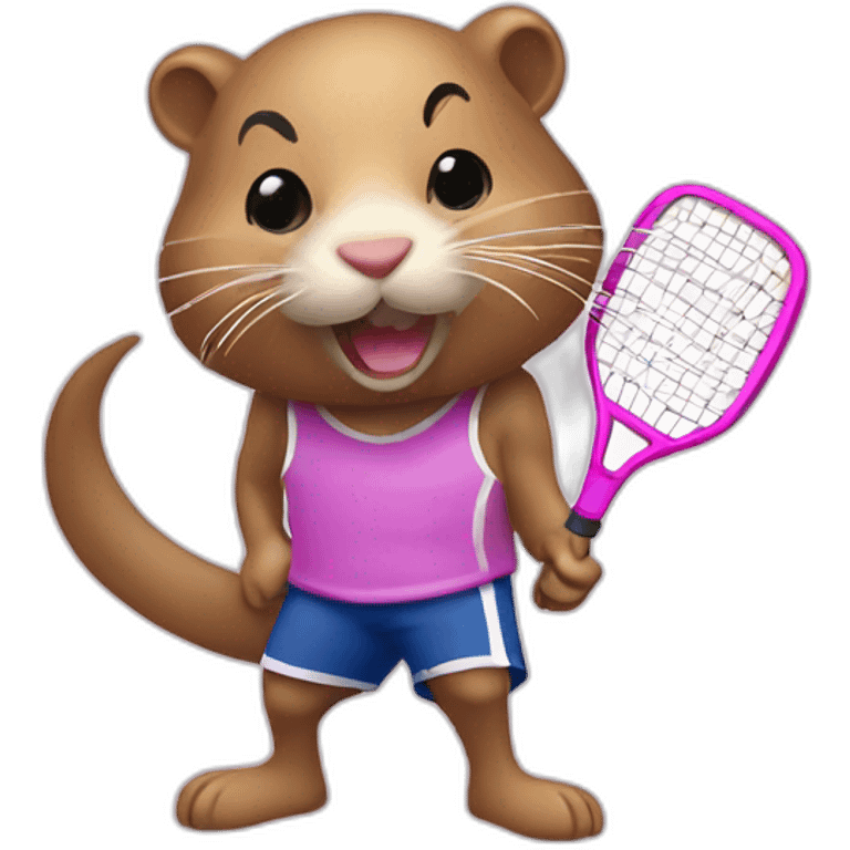 pink muskrat playing pickleball emoji