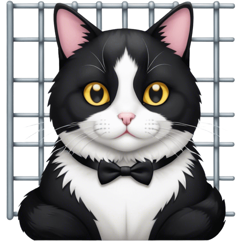 Tuxedo cat in prison emoji