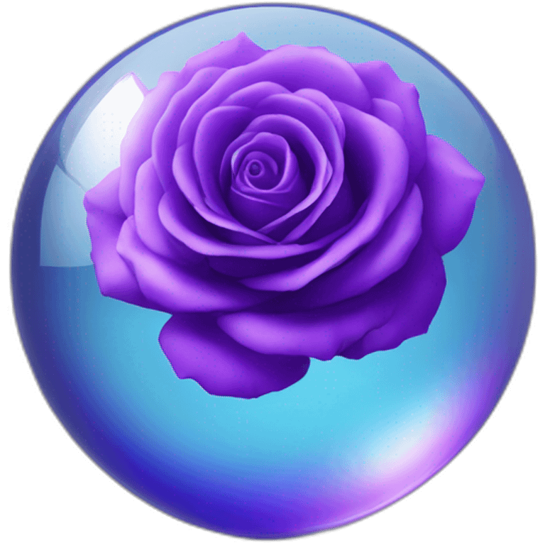 Violet rose in a blue shiny glass sphere  emoji