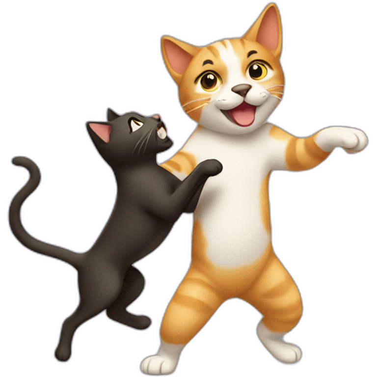 cat dancing with dog emoji