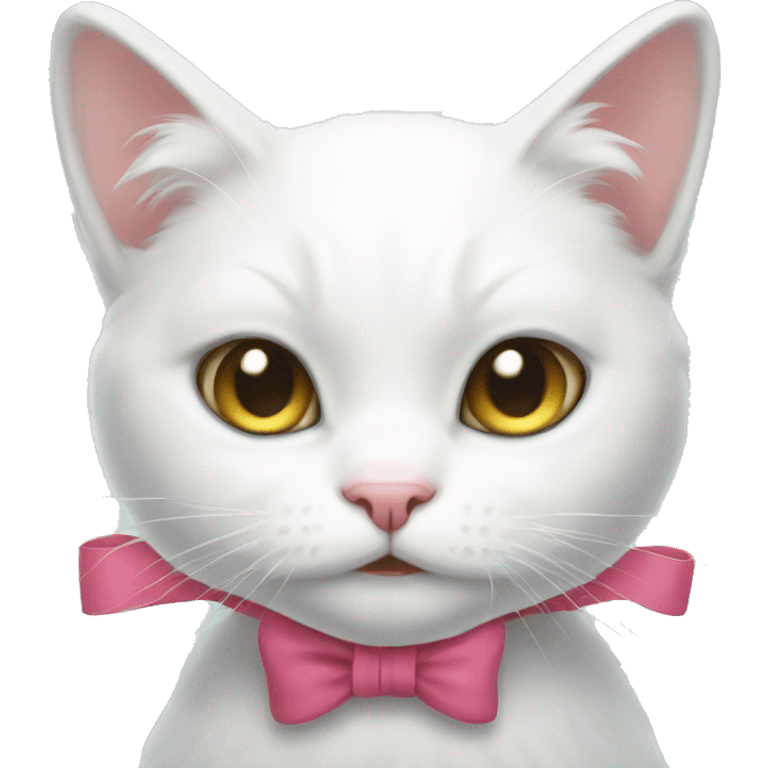 white cat and bow emoji