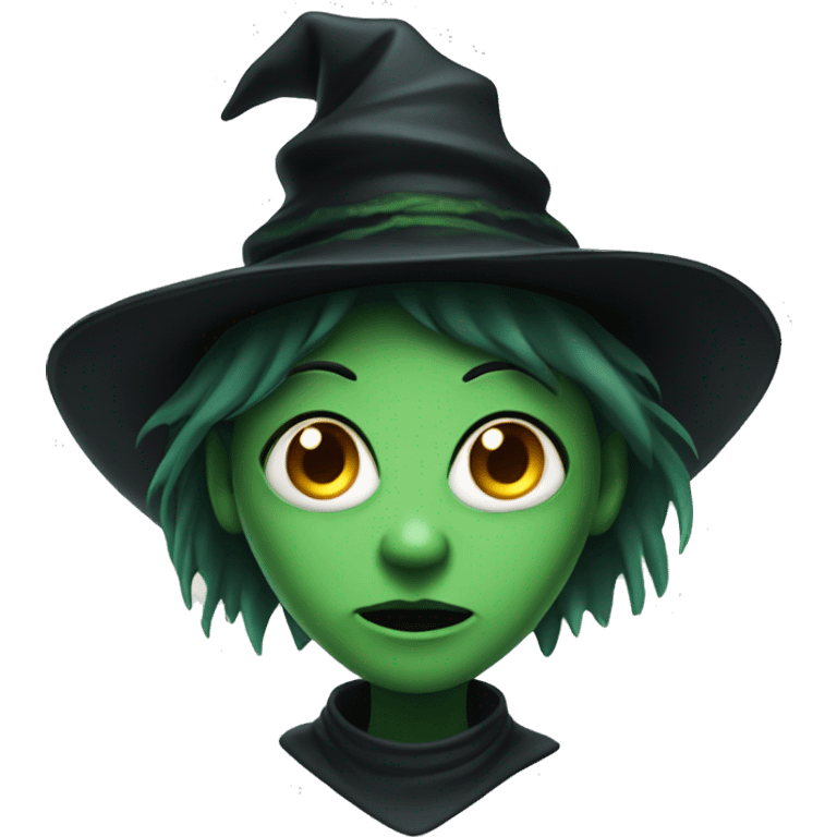 scary witch with green skin and black hat emoji