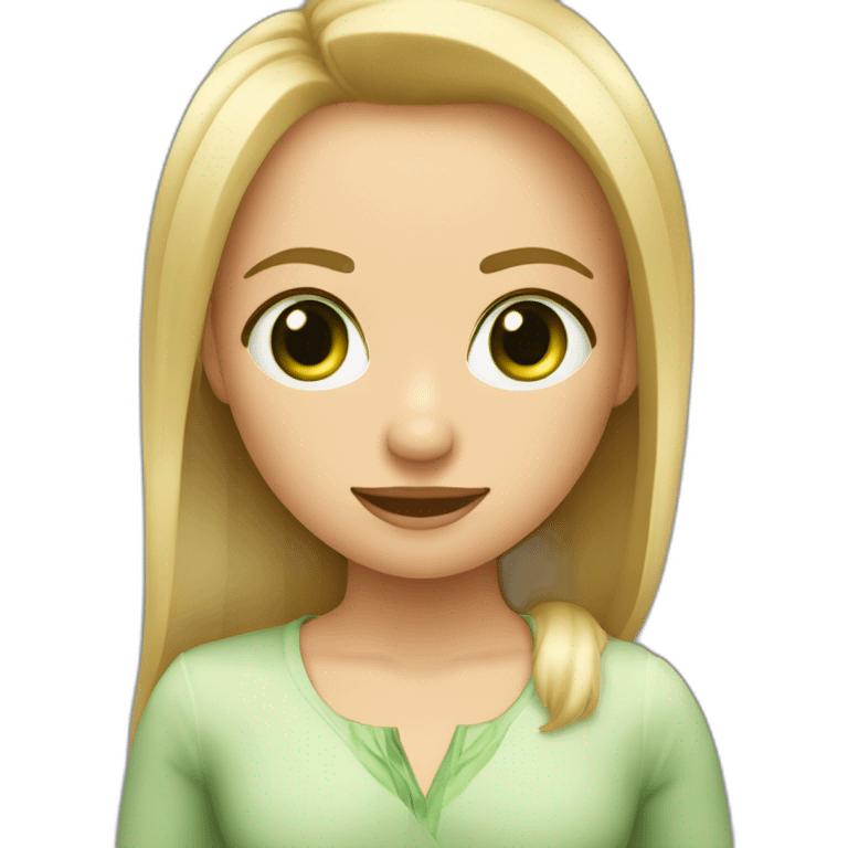 Rubia pelo por arriba de los hombros y liso con los ojos verdes verdes y guapa emoji