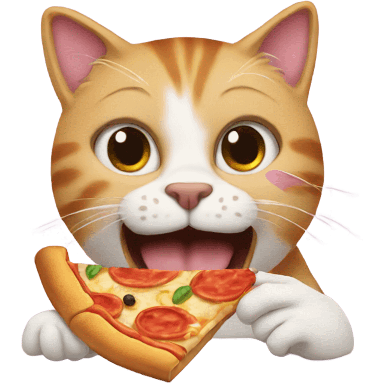 Cat eating pizza emoji