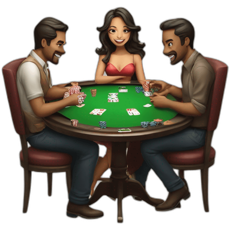 4 man and 4 woman plays poker emoji