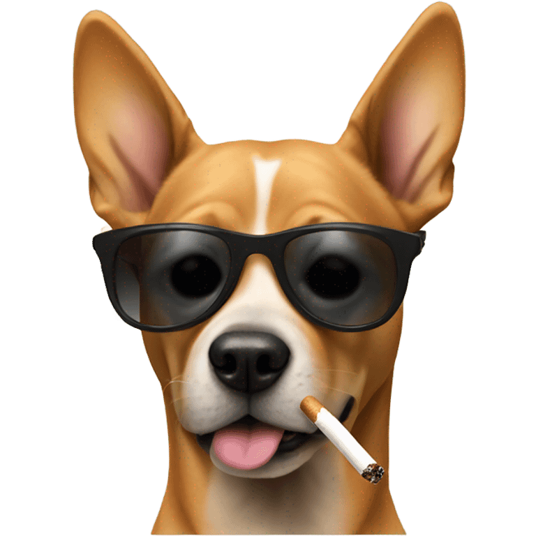 Dog with sunglasses smoking a ciggerette emoji