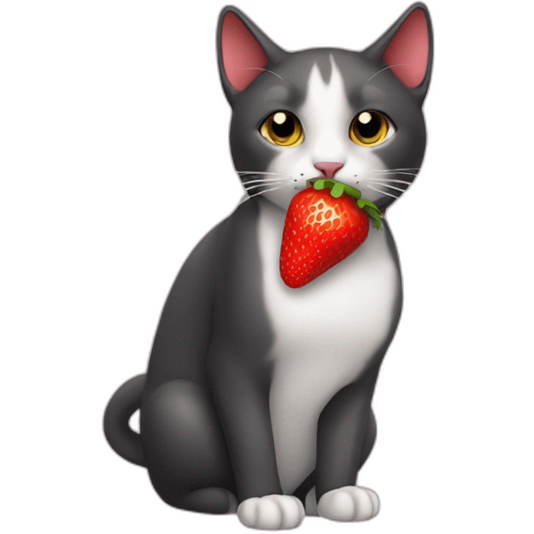 cat eating a strawberry emoji