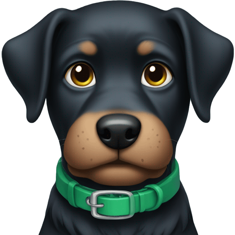 Black dog Blue green collar  emoji