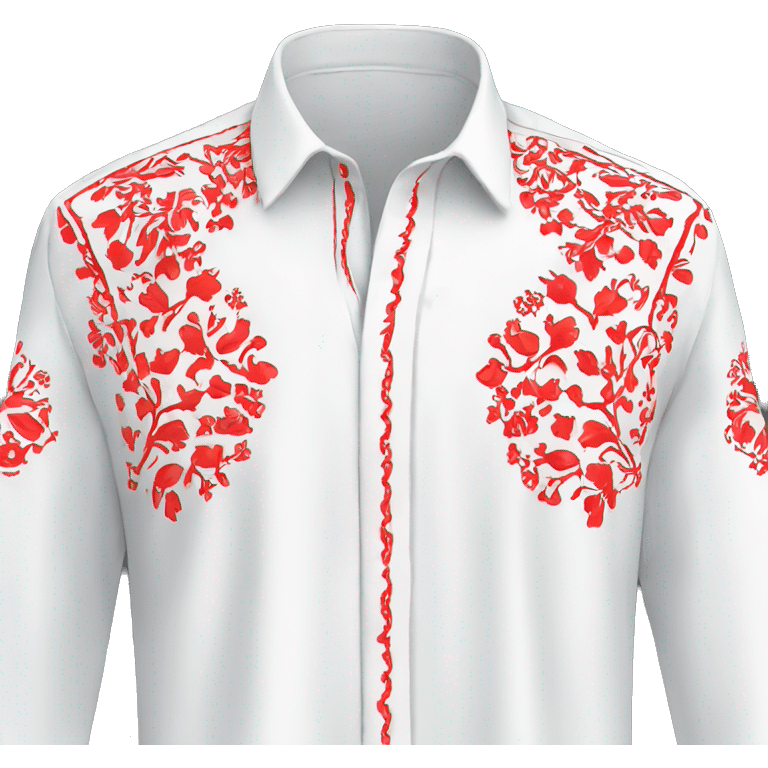 Shirt 👚 vyshyvanka, white with red embodiary emoji