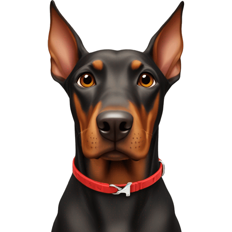 doberman with a red dog-collar emoji