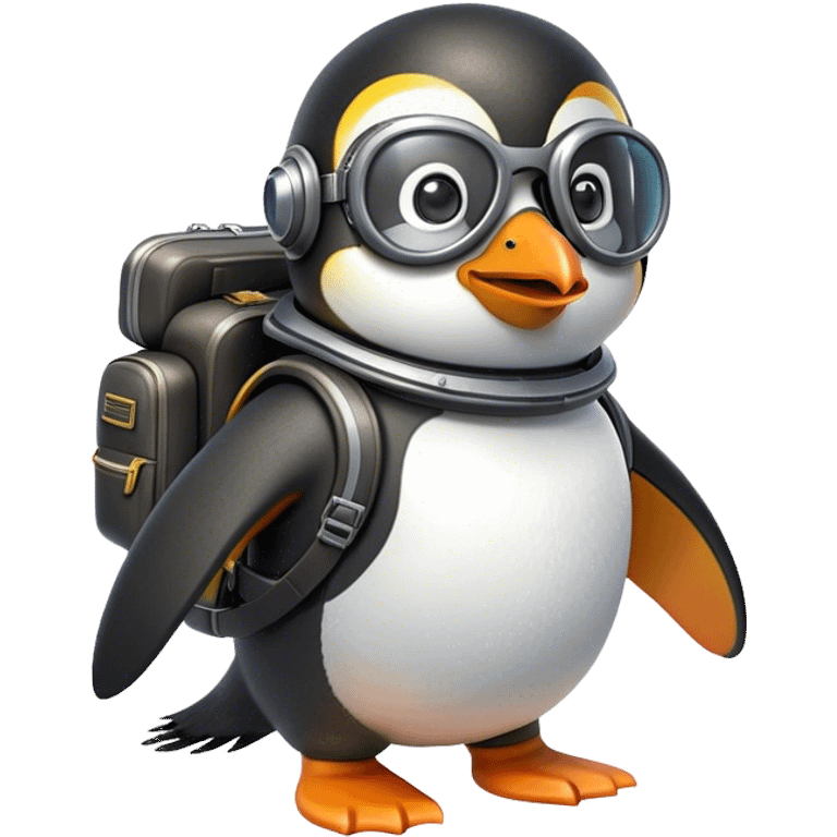 Penguin with jetpack and aviator glasses emoji