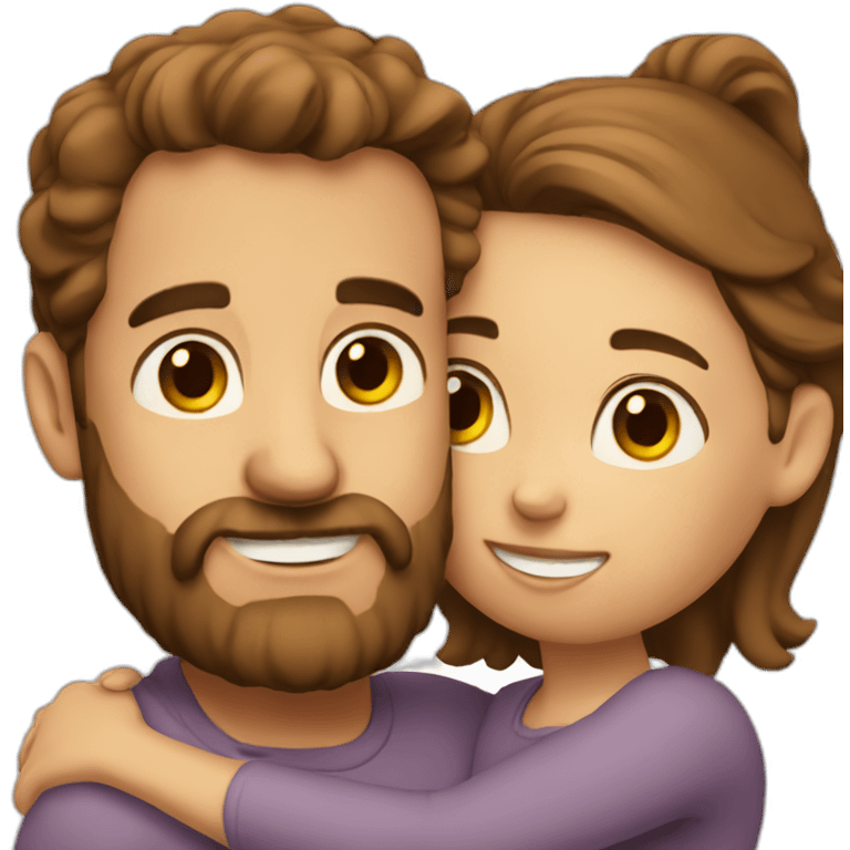 man with brown beard hugging girl with brown hair emoji