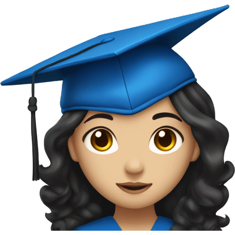 asian girl wearing blue graduation cap with long curly black hair emoji